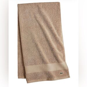 Lacoste Heritage 100% Supima Cotton Bath Towel 30" x 54" Sand Logo Thick Soft